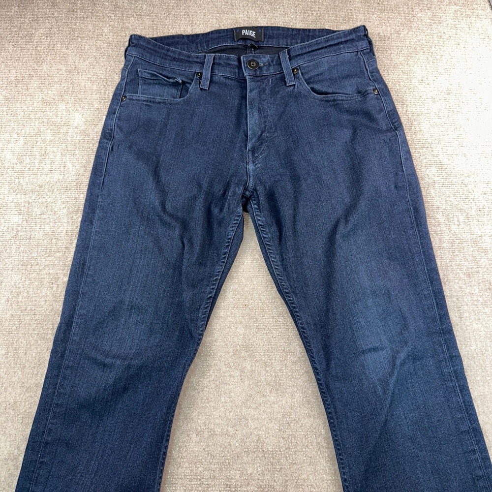 PAIGE Federal Slim Straight Leg Jeans Dark Indigo Blue Size 31 Made in USA